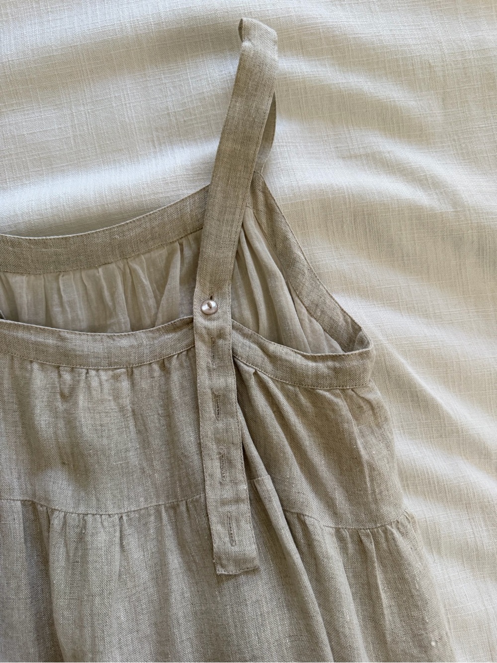 Anthropologie Laude The Label Strappy Tiered Natural Linen Maxi Dress Size XS - Picture 11 of 15